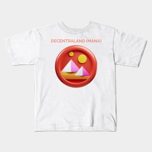 DECENTRALAND (MANA) 3d front view rendering cryptocurrency Kids T-Shirt